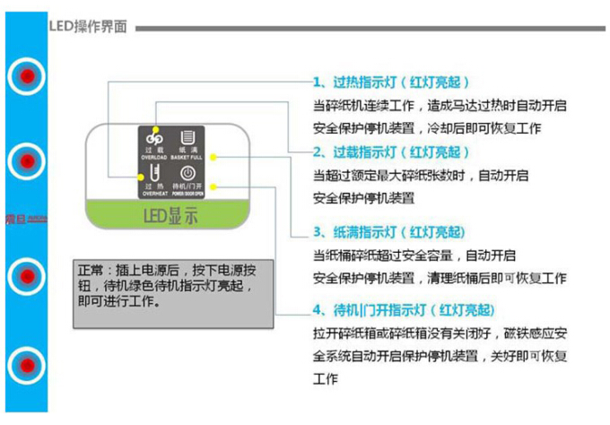 震旦AS158CD碎纸机LED操作界面