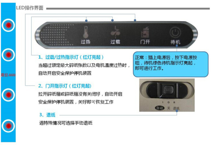 震旦AS101碎纸机LED操作界面